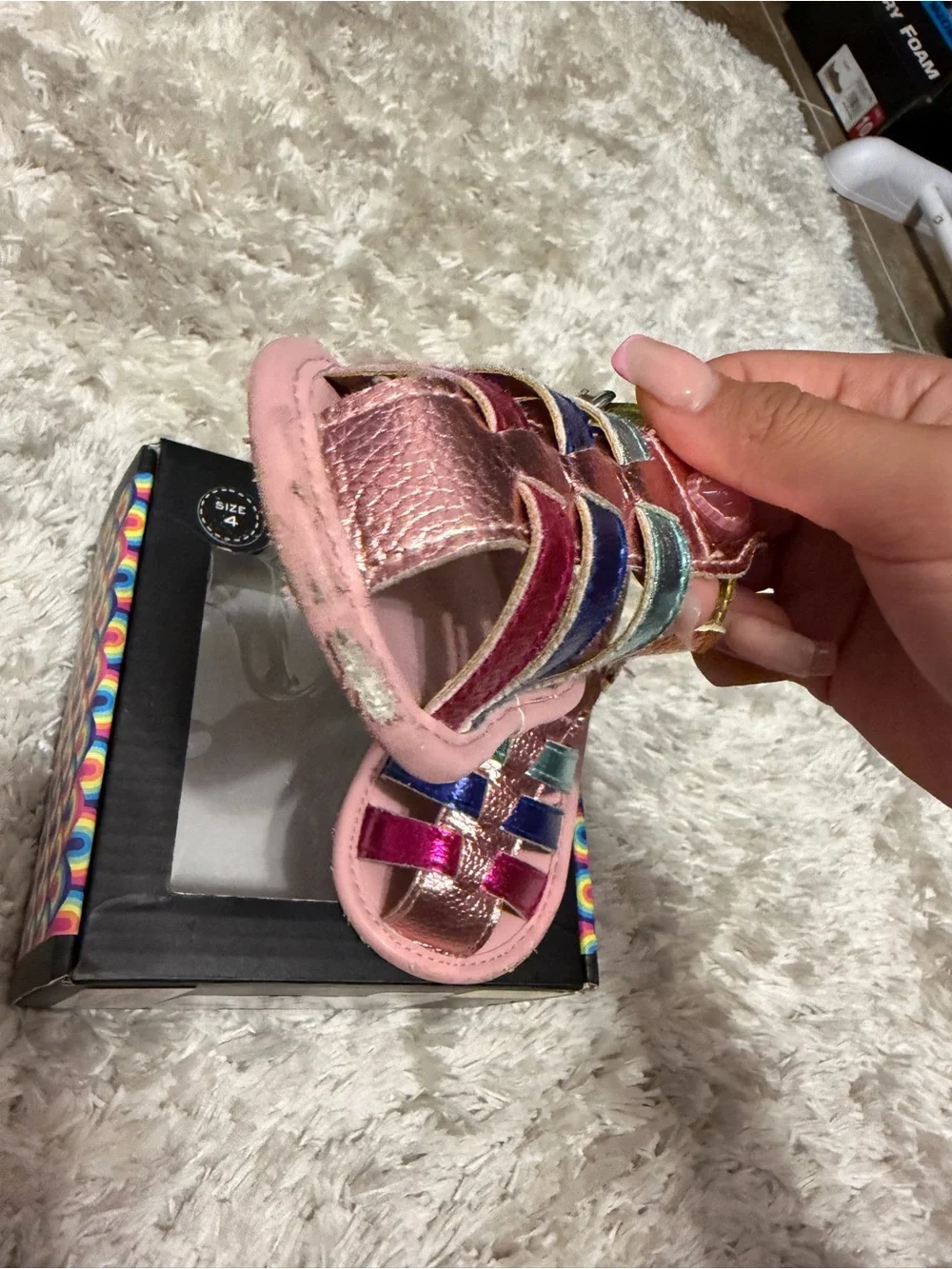 Kurt Geiger Baby Multi Rainbow Metallic Fisherman Sandal